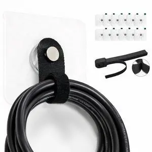 Cord Organizer with Adhesive Hooks, Reusable Cable Management for Desk & TV, Adjustable Hook and Loop Cable Ties, Easy Install & Remove, Under Desk Wire Organizer -12 Hooks + 20 x 5 Straps Cord Organizer with Adhesive Hooks, Reusable Cable Management for Desk & TV, Adjustable Hook and Loop Cable Ties, Easy Install & Remove, Under Desk Wire Organizer -12 Hooks + 20 x 5 Straps