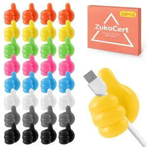 32-Pack Thumbs-Up Self-Adhesive Hooks Multi-Use Cable & Cord Organizers for Home Office, Kids Rooms & Walls (Silicone Material, Vibrant Multi-Color, No Drilling Needed) 32-Pack Thumbs-Up Self-Adhesive Hooks Multi-Use Cable & Cord Organizers for Home Office, Kids Rooms & Walls (Silicone Material, Vibrant Multi-Color, No Drilling Needed)