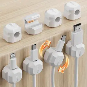 8 Pack Rotatable Cable Clips,Spring Cord Organizer Desk Cable Management Cord Holder Adhesive Phone Charger Cord Clips for Home Office Car Wall Nightstand Accessories White 8 Pack Rotatable Cable Clips,Spring Cord Organizer Desk Cable Management Cord Holder Adhesive Phone Charger Cord Clips for Home Office Car Wall Nightstand Accessories White