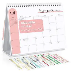 Desk Calendar 2026-2027, Apr. 2026 to Dec. 2027, 21 Months Small Desk Calendar with Planner Stickers, 10" x 8" Desktop Calendar Planner, Minimalist Desk Calendar 2026-2027, Apr. 2026 to Dec. 2027, 21 Months Small Desk Calendar with Planner Stickers, 10" x 8" Desktop Calendar Planner, Minimalist