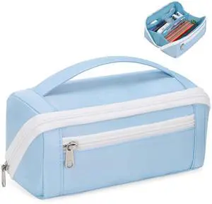 Large Capacity Pencil Case - Pencil Pouch for Teen Girls & Boys, Aesthetic Pouch Organizer with 8 Compartments, Wide Opening Marker Bag for Middle High School College, Fits Calculator, Blue Large Capacity Pencil Case - Pencil Pouch for Teen Girls & Boys, Aesthetic Pouch Organizer with 8 Compartments, Wide Opening Marker Bag for Middle High School College, Fits Calculator, Blue