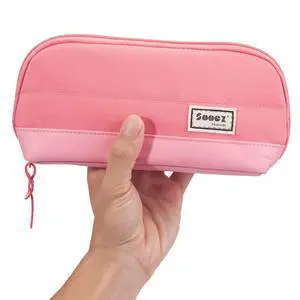 Wide-Opening Pencil Pen Case, Lightweight & Spacious Pencil Pouch Zipper Stationery Bag, Aesthetic Supply with Triangular Design for Adults, Pink Wide-Opening Pencil Pen Case, Lightweight & Spacious Pencil Pouch Zipper Stationery Bag, Aesthetic Supply with Triangular Design for Adults, Pink