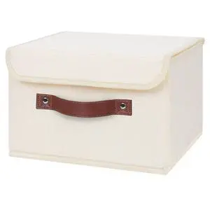 Fabric Storage Box Bins with Lids, Beige, 10"x8"x7" Fabric Storage Box Bins with Lids, Beige, 10"x8"x7"