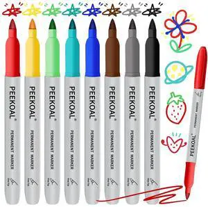 8 Pack Assorted Colors Permanent Markers, Fine Tip Colored Markers Pens for Adult Coloring Journaling Marking Drawing, Art School Office Supplies 8 Pack Assorted Colors Permanent Markers, Fine Tip Colored Markers Pens for Adult Coloring Journaling Marking Drawing, Art School Office Supplies