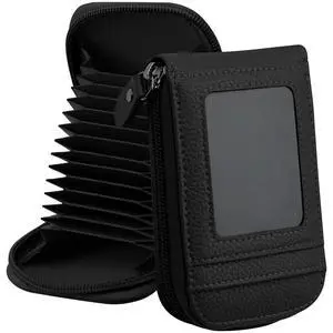 DKER Genuine Leather Mini Credit Card Case Organizer Compact Wallet with ID Window for Men And Women - 2 Pack Black+Black DKER Genuine Leather Mini Credit Card Case Organizer Compact Wallet with ID Window for Men And Women - 2 Pack Black+Black