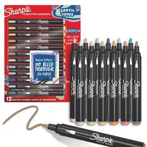 Creative Markers, Earth Tones, Water-Based Acrylic, Bullet Tip, 12 Count Arts & Crafts, School Classroom; Works on Paper, Metal, Wood, Ceramic, Glass, Rock, Canvas Creative Markers, Earth Tones, Water-Based Acrylic, Bullet Tip, 12 Count Arts & Crafts, School Classroom; Works on Paper, Metal, Wood, Ceramic, Glass, Rock, Canvas