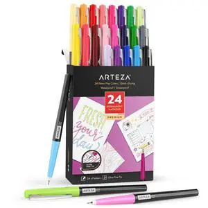 Permanent Markers, Set of 24, Ultra-Fine Tip, Retro Pop Colors Permanent Markers, Set of 24, Ultra-Fine Tip, Retro Pop Colors