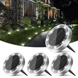 Mini Solar Ground Lights Outdoor, 4 Pack Flat Solar Powered Disc Lights, IP68 Waterproof, Anti-Rust, Landscape Lighting for Pathway Garden Yard Lawn Walkway Landscape Driveway, Cool White Mini Solar Ground Lights Outdoor, 4 Pack Flat Solar Powered Disc Lights, IP68 Waterproof, Anti-Rust, Landscape Lighting for Pathway Garden Yard Lawn Walkway Landscape Driveway, Cool White