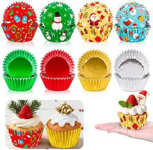 400Pcs Christmas Cupcake Liners Xmas Snowflake Snowman Santa Foil Paper Baking Cups Standard Muffin Cupcake Wrappers for Winter Holiday Party Cake Candy Chocolate Making Supplies Table Decor 400Pcs Christmas Cupcake Liners Xmas Snowflake Snowman Santa Foil Paper Baking Cups Standard Muffin Cupcake Wrappers for Winter Holiday Party Cake Candy Chocolate Making Supplies Table Decor
