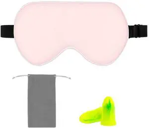 Genuine Natural Mulberry Silk Curved Sleep Eye Mask with Adjustable Strap, One Size, Pink Genuine Natural Mulberry Silk Curved Sleep Eye Mask with Adjustable Strap, One Size, Pink