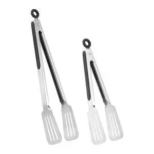 Tongs for Cooking, Set of 2 Metal Spatula Tongs for Grilling, Black Tongs for Cooking, Set of 2 Metal Spatula Tongs for Grilling, Black