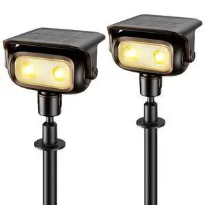 Solar Spot Lights Outdoor Waterproof, Robot-Style 360° Rotatable Solar Powered Spotlights,Wireless Landscape Lighting with Ground Stakes, Wall Mount for Yard Garden Patio 2 Pack Warm White Solar Spot Lights Outdoor Waterproof, Robot-Style 360° Rotatable Solar Powered Spotlights,Wireless Landscape Lighting with Ground Stakes, Wall Mount for Yard Garden Patio 2 Pack Warm White