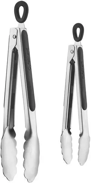 2pc Tong Set - 7" & 9" Stainless Steel Kitchen Tongs with Locking Mechanism & Grip Handle, Dishwasher-Safe 2pc Tong Set - 7" & 9" Stainless Steel Kitchen Tongs with Locking Mechanism & Grip Handle, Dishwasher-Safe