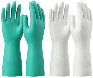 Nitrile Rubber Cleaning Gloves for Dishwashing, 2 pairs of reusable kitchen gloves, suitable for dishwashing and household cleaning, with a non-slip design, Pefect for Woman Men (Large) Nitrile Rubber Cleaning Gloves for Dishwashing, 2 pairs of reusable kitchen gloves, suitable for dishwashing and household cleaning, with a non-slip design, Pefect for Woman Men (Large)
