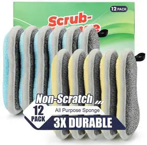 Dual Sided All-Purpose Sponges Kitchen,Dish Sponge for Washing Dishes Cleaning Kitchen,Non Scratch,Rough Scrubbers for Non-Stick Cookware, Soft Microfiber Scrub for Dishes(12 Pack) Dual Sided All-Purpose Sponges Kitchen,Dish Sponge for Washing Dishes Cleaning Kitchen,Non Scratch,Rough Scrubbers for Non-Stick Cookware, Soft Microfiber Scrub for Dishes(12 Pack)