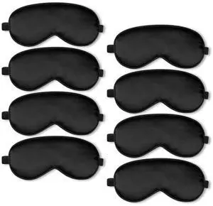 8 Pcs Sleep Mask, Silk Eye Mask for Sleeping with Adjustable Strap, Blackout Sleeping Eye Blindfold Soft Silk Mask for Men Women Adults (Black) 8 Pcs Sleep Mask, Silk Eye Mask for Sleeping with Adjustable Strap, Blackout Sleeping Eye Blindfold Soft Silk Mask for Men Women Adults (Black)