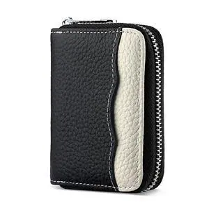 RFID 20 Slots Credit Card Holder Genuine Leather Small Wallet for Women or Men with Zipper RFID 20 Slots Credit Card Holder Genuine Leather Small Wallet for Women or Men with Zipper
