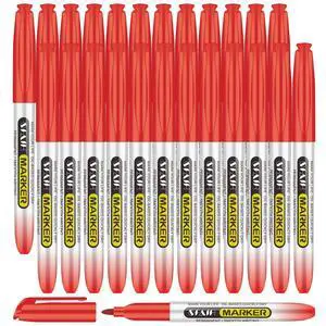 Red Permanent Markers Bulk, 24 Pack Fine Point, Waterproof Smooth Red Permanent Markers Bulk, 24 Pack Fine Point, Waterproof Smooth