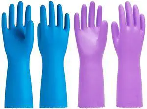 2 Pairs Cleaning Gloves, Cotton Liner, Purple+Blue, Small 2 Pairs Cleaning Gloves, Cotton Liner, Purple+Blue, Small