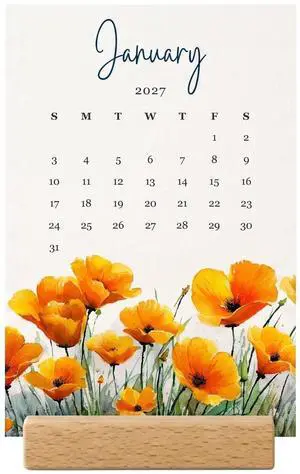 Desk Calendar - Wildflowers - Watercolor Style - Wood Stand - Annual 12 Month - 4 x 6 Cards Minimalist Home Décor (Wildflowers) Desk Calendar - Wildflowers - Watercolor Style - Wood Stand - Annual 12 Month - 4 x 6 Cards Minimalist Home Décor (Wildflowers)