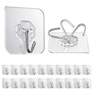 Wall Hooks Heavy Adhesive Duty Holds 33lb Max (20) Wall Hooks Heavy Adhesive Duty Holds 33lb Max (20)