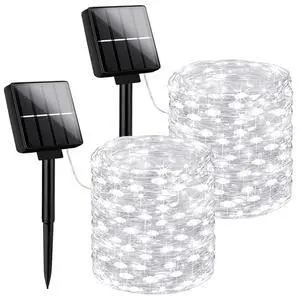 Solar String Lights, 2-Pack Total 80FT 200LED Solar Fairy Lights with 8 Lighting Modes, Solar Lights Outdoor Waterproof for Christmas Wedding Party Tree Yard Decoration (Daylight White) Solar String Lights, 2-Pack Total 80FT 200LED Solar Fairy Lights with 8 Lighting Modes, Solar Lights Outdoor Waterproof for Christmas Wedding Party Tree Yard Decoration (Daylight White)