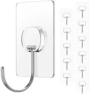 Wall Hooks No Drill Large Clear Heavy Duty,13LB Sticky 12 Pack Wall Hooks No Drill Large Clear Heavy Duty,13LB Sticky 12 Pack