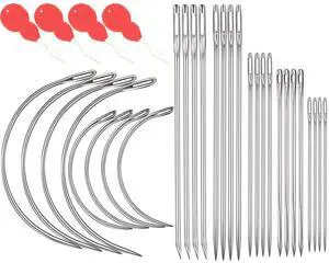 Heavy Duty Hand Sewing Needles Kit, 28 PCS Leather Sewing Needles with 20 Leather Hand Sewing Needle and 8 Curved Needle for Home Upholstery, Leather Needles for Hand Sewing, Carpet Canvas Repair Heavy Duty Hand Sewing Needles Kit, 28 PCS Leather Sewing Needles with 20 Leather Hand Sewing Needle and 8 Curved Needle for Home Upholstery, Leather Needles for Hand Sewing, Carpet Canvas Repair