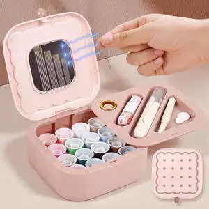 Small Sewing Kit Box: Cute Portable 2-Layer Organizer Magnetic Needle and Thread Kits Holder Basic Case - Home Clothes Repair for Beginners (Pink) Small Sewing Kit Box: Cute Portable 2-Layer Organizer Magnetic Needle and Thread Kits Holder Basic Case - Home Clothes Repair for Beginners (Pink)