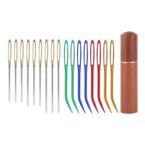 17pcs Large Eye Sewing Needles Kit, Stainless Steel Large Eye Blunt & Bent Tapestry Needles with Wooden Case for Hand Knitting and Crochet Projects 17pcs Large Eye Sewing Needles Kit, Stainless Steel Large Eye Blunt & Bent Tapestry Needles with Wooden Case for Hand Knitting and Crochet Projects