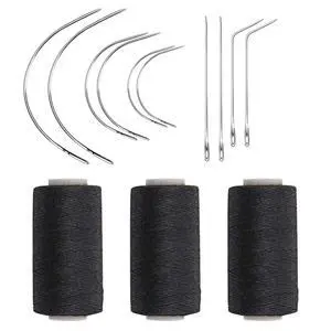 Weaving Needle Combo Deal Black Thread with 10pcs Needle for Making Wig Sewing Hair Weft Hair Weave Extension, Big Medium and Small C J Shape Curved Needle I Needle (3 Thread Black + 10 Needle) Weaving Needle Combo Deal Black Thread with 10pcs Needle for Making Wig Sewing Hair Weft Hair Weave Extension, Big Medium and Small C J Shape Curved Needle I Needle (3 Thread Black + 10 Needle)