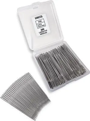 200 PCS Large Eye Heavy Duty Sewing Needles - Bulk Set of 2 inch Big Eye Embroidery Needles - Easy to Thread Quilting Needles 200 PCS Large Eye Heavy Duty Sewing Needles - Bulk Set of 2 inch Big Eye Embroidery Needles - Easy to Thread Quilting Needles