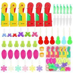 51Pcs Needle Threader Tool Set 9 Types Needle Threader with Thimbles 51Pcs Needle Threader Tool Set 9 Types Needle Threader with Thimbles