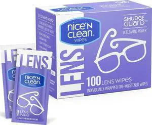 SmudgeGuard Lens Cleaning Wipes (100 Total Wipes) | Pre-Moistened Individually Wrapped Wipes | Non-Scratching & Non-Streaking | Safe for Eyeglasses, Goggles, & Camera Lens SmudgeGuard Lens Cleaning Wipes (100 Total Wipes) | Pre-Moistened Individually Wrapped Wipes | Non-Scratching & Non-Streaking | Safe for Eyeglasses, Goggles, & Camera Lens