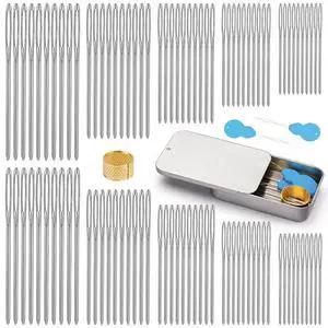 100Pcs Steel Large-Eye Blunt Needles, Tapestry Needle 5 Sizes 100Pcs Steel Large-Eye Blunt Needles, Tapestry Needle 5 Sizes