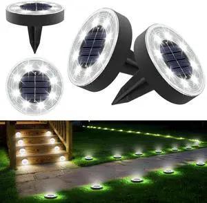 2-in-1 Solar Lights Outdoor Waterproof, 4 Pack 8 LED, White 2-in-1 Solar Lights Outdoor Waterproof, 4 Pack 8 LED, White