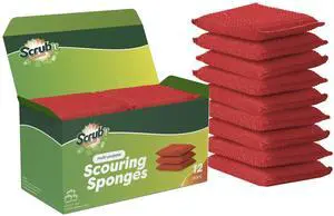 Multi-Purpose Dish Scrub Sponge, Non Scratch Scouring Pads, Cleaning Sponges for pots, Dishes & Non-Stick Cookware - Pot Scrubber Sponges for Kitchen & Bathroom - 12 Pack Dish Sponge (Red) Multi-Purpose Dish Scrub Sponge, Non Scratch Scouring Pads, Cleaning Sponges for pots, Dishes & Non-Stick Cookware - Pot Scrubber Sponges for Kitchen & Bathroom - 12 Pack Dish Sponge (Red)