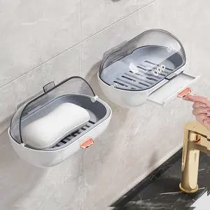 2 Pack Shower Soap Dish Holder with Lid, Bar Soap Container with Drain 2 Pack Shower Soap Dish Holder with Lid, Bar Soap Container with Drain
