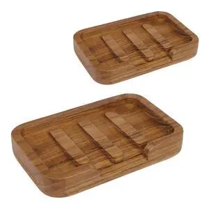 2 Pack Self Draining Soap Dish Teak Wood Keep Soap Dry 2 Pack Self Draining Soap Dish Teak Wood Keep Soap Dry