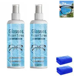 2PCS Eyeglass Scratch Remover, Eye Glass Cleaners Spray, Lens Scratch Remover for Eyeglasses & Sunglasses, Streak-Free Lens Cleaning Kit with Cloths 2PCS Eyeglass Scratch Remover, Eye Glass Cleaners Spray, Lens Scratch Remover for Eyeglasses & Sunglasses, Streak-Free Lens Cleaning Kit with Cloths