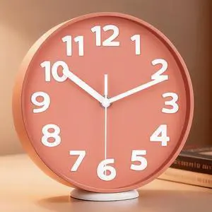 8-Inch Pink Modern Wall Clock Silent Non-Ticking, 3D Large Numbers, Accurate Timekeeping | Decorative Wall & Desk Clock with Stand for Living Room, Bedroom, Kitchen, or Office 8-Inch Pink Modern Wall Clock Silent Non-Ticking, 3D Large Numbers, Accurate Timekeeping | Decorative Wall & Desk Clock with Stand for Living Room, Bedroom, Kitchen, or Office