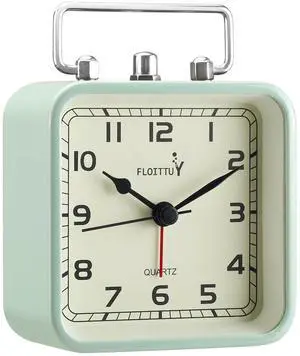 Square Metal Beep Alarm Clock Silent No Ticking, Snooze and Battery Operated, Night Light and Desk Clock for Bedroom/Travel/Kids, Easy Set(Green) Square Metal Beep Alarm Clock Silent No Ticking, Snooze and Battery Operated, Night Light and Desk Clock for Bedroom/Travel/Kids, Easy Set(Green)