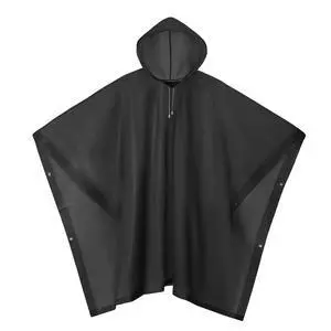 Waterproof Rain Poncho, Reusable Hooded Raincoat, Black Waterproof Rain Poncho, Reusable Hooded Raincoat, Black