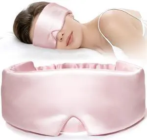 Silk Sleep Mask for Side Sleeper, Travel, Airplane, Office, Pink Silk Sleep Mask for Side Sleeper, Travel, Airplane, Office, Pink