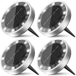 4 Pack Solar Ground Lights Outdoor, 8 LED Mini Flat Solar Disc Lights, IP65 Waterproof Pathway Lights Solar Powered, Landscape Lighting for Garden Walkway Driveway Yard Lawn,Cool White 4 Pack Solar Ground Lights Outdoor, 8 LED Mini Flat Solar Disc Lights, IP65 Waterproof Pathway Lights Solar Powered, Landscape Lighting for Garden Walkway Driveway Yard Lawn,Cool White