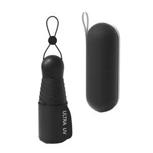 Small Compact Mini Travel Umbrella with Case - Collapsible Pocket Size for Purse, UPF 50+ UV Sun Protection & Rain, Lightweight Portable Packable Tiny Micro Umbrella for Women Kids Men (Black) Small Compact Mini Travel Umbrella with Case - Collapsible Pocket Size for Purse, UPF 50+ UV Sun Protection & Rain, Lightweight Portable Packable Tiny Micro Umbrella for Women Kids Men (Black)