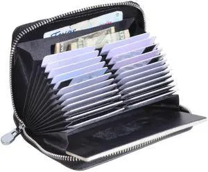 Genuine Leather Credit Card Holder Case Passport Wallet RFID Blocking (Black) Genuine Leather Credit Card Holder Case Passport Wallet RFID Blocking (Black)