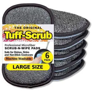 OriginalPad by Tuff-Scrub, 6-Pack, Microfiber, Multi-Surface, Non-Scratch, Dual-Sided, Scrubber for Dishes, Sinks, Non-Stick Cookware Machine Washable, Durable Kitchen Sponge (Large) OriginalPad by Tuff-Scrub, 6-Pack, Microfiber, Multi-Surface, Non-Scratch, Dual-Sided, Scrubber for Dishes, Sinks, Non-Stick Cookware Machine Washable, Durable Kitchen Sponge (Large)