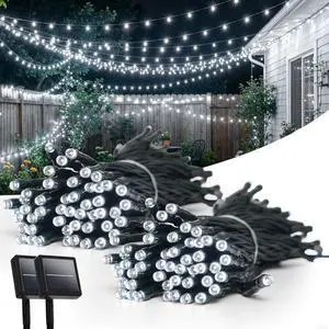 2 Pack Solar String Lights Outdoor with 8 Modes 100 LED 50 FT 2 Pack Solar String Lights Outdoor with 8 Modes 100 LED 50 FT