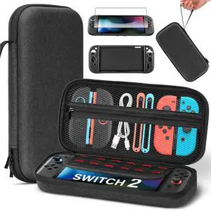 Switch 2 Carrying Case for Nintendo Switch 2 (2025) Hard Shell Travel Case with Screen Protector, Silicon Protective Cover - Portable Travel Bag for Switch2 Console and Accessories - Black Switch 2 Carrying Case for Nintendo Switch 2 (2025) Hard Shell Travel Case with Screen Protector, Silicon Protective Cover - Portable Travel Bag for Switch2 Console and Accessories - Black